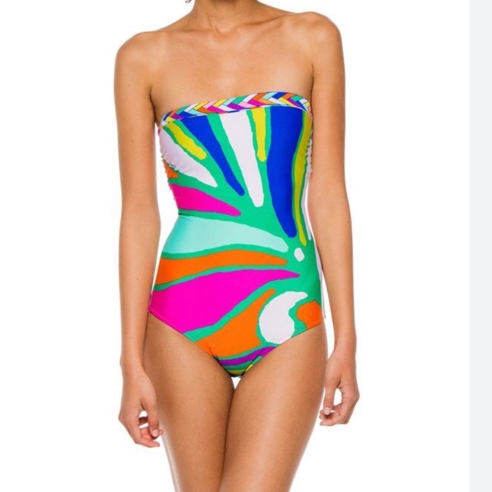 Trina Turk Tropicalia Bandeau One-Piece Swimsuit size 8